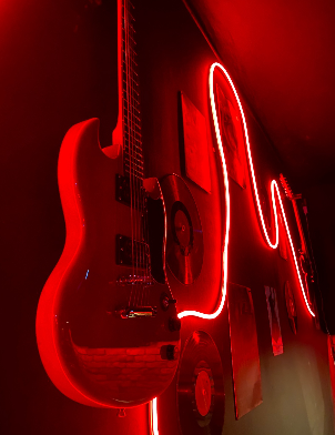 guitar on wall